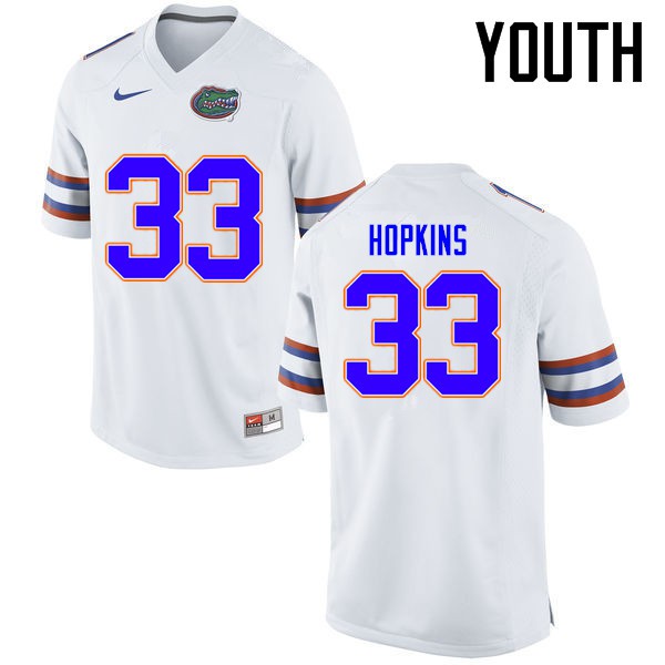 Florida Gators Youth #33 Tyriek Hopkins College Football Jerseys White